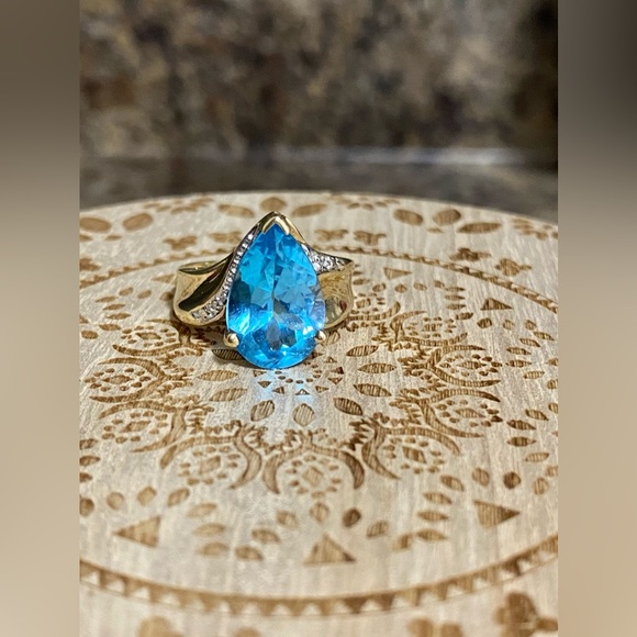 💍VNTG Samuel Aaron Blue Topaz Diamond Gold 10K THL-Size 7.25 Price is FIRM - Picture 3 of 17